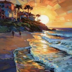 Ζωγραφική με Αριθμούς Παραλία με Κύματα με πλαίσιο 30x40