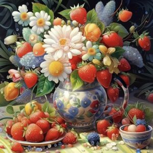 Ζωγραφική με Αριθμούς Λουλούδια και Φρούτα 40x50 με πλαίσιο